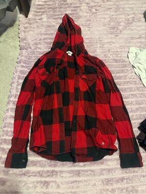 Ripzone Plaid Hooded Flannel Shirt